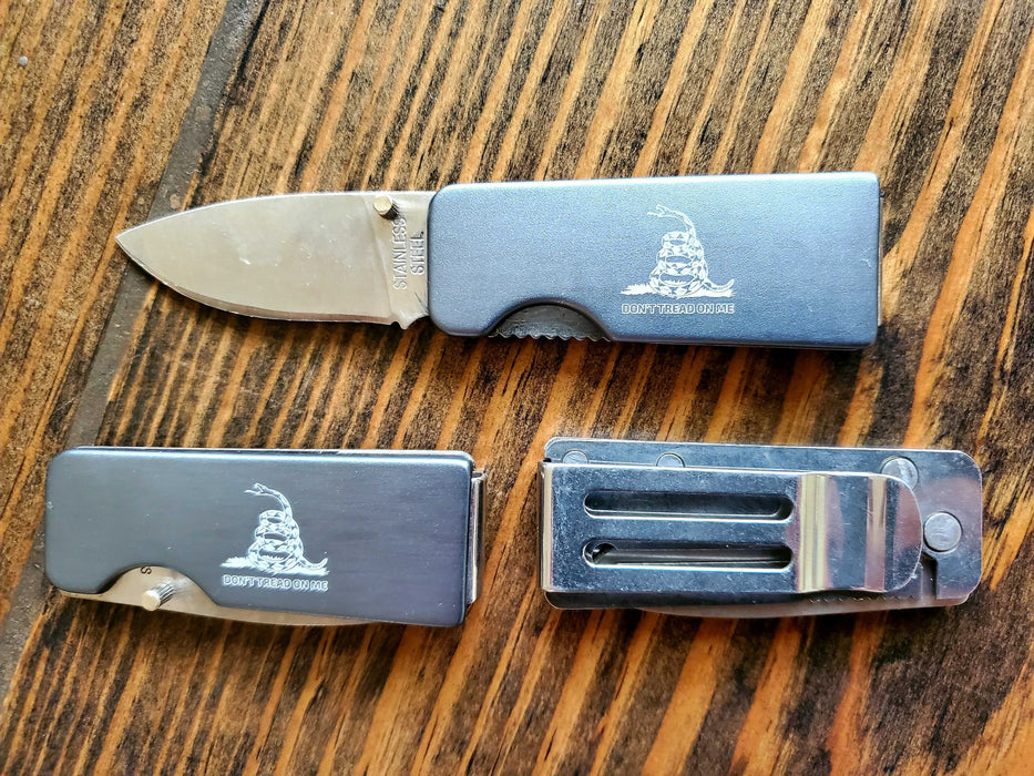 3 Don't Tread On Me Money Clip Knives