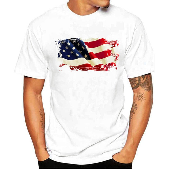 American Flag White T-Shirt