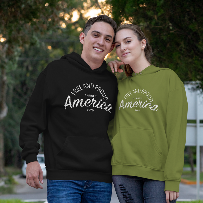 Free And Proud Hooded Sweatshirt - Black & OD Green