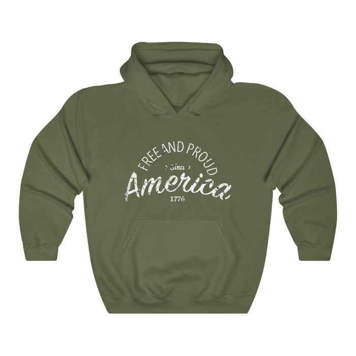 Free And Proud Hooded Sweatshirt - Black & OD Green