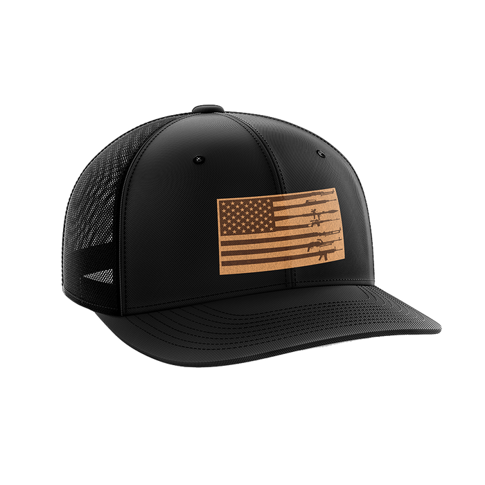 Rifle Flag Leather Patch Hat