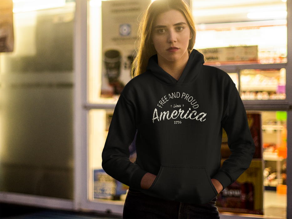 Free And Proud Hooded Sweatshirt - Black & OD Green